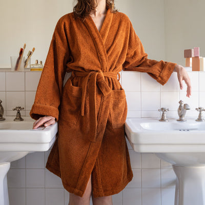 Terry cotton bathrobe - Sienna Brick