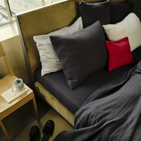 Cotton gauze pillowcase - Gris Fusain